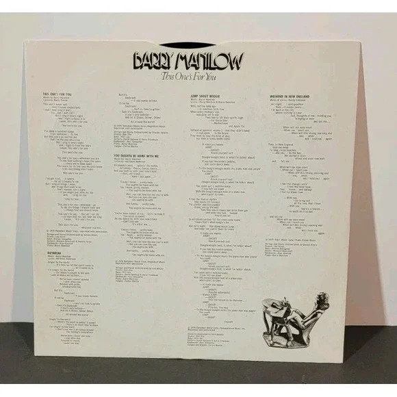 Barry Manilow - This One's For You Vinyl Record Album LP 1976 Arista Records - Picture 3 of 8